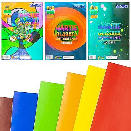 Hartie glasata a4, autocolanta, lucioasa, 6 culori/set 16587 [1]