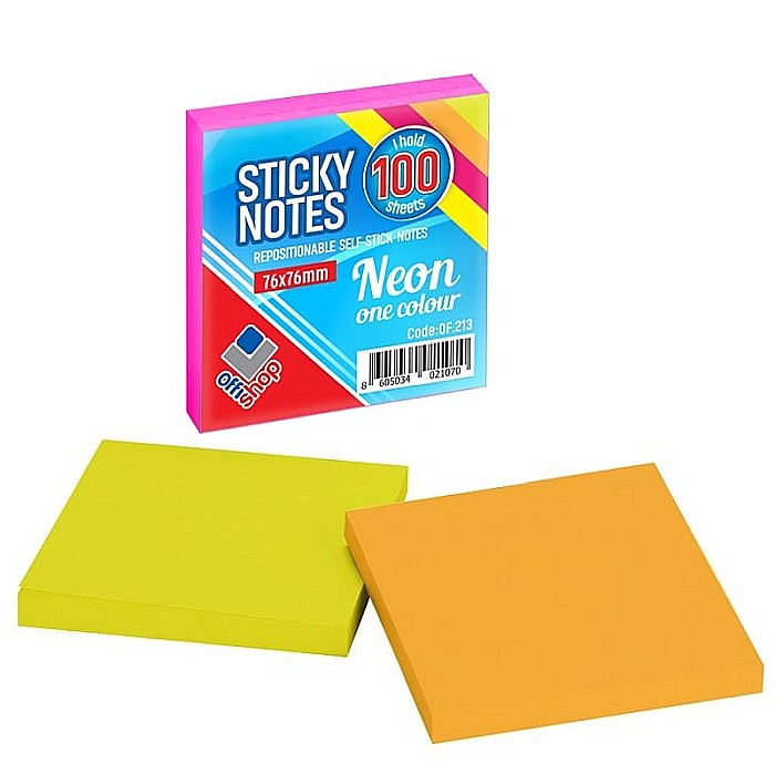 Notes adeziv neon 75x75mm 100file/set of213 [1]