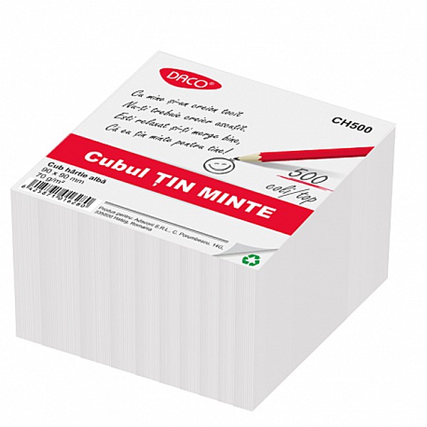 Cub hartie alb 9x9cm 500 coli daco ch500 [1]
