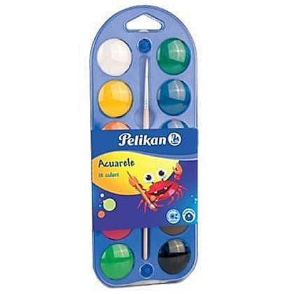 Acuarele 12 culori pastila + pensula pelikan 9476100 [1]