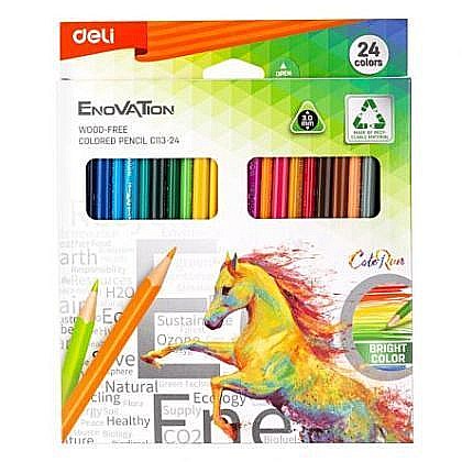 Creioane Colorate Plastic, 24 Culori, Deli DLEC113-24 [1]