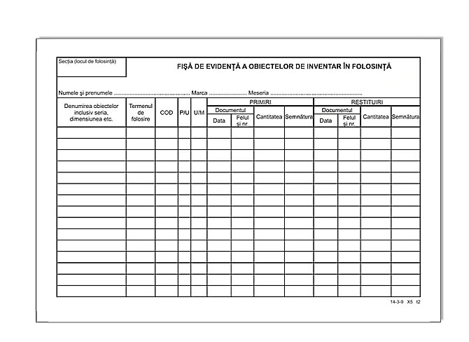 Fisa de evidenta a obiectelor de inventar [1]