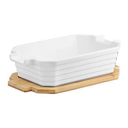 Vas dreptunghiular portelan cu suport bambus 21x15cm 39122 [1]