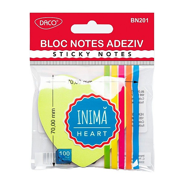 Bloc notes adeziv inima daco bn201 [1]