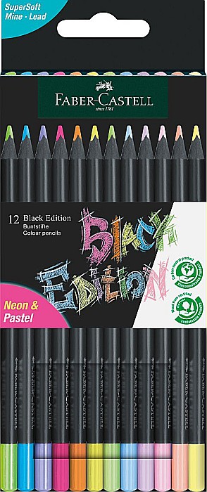 Creioane colorate 12 cul pastel+neon black fc116410 [1]