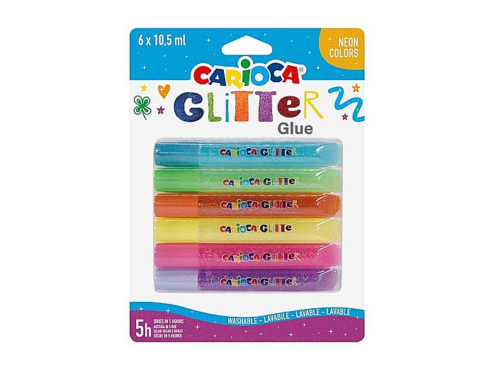 Lipici cu sclipici fluo Carioca 6x10.5ml [1]