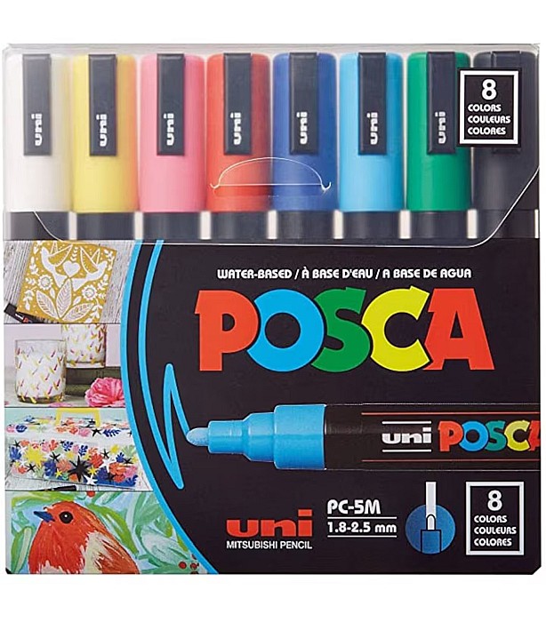 Marker uni pc-5m posca 18-25mm set 8 culori  medium [1]
