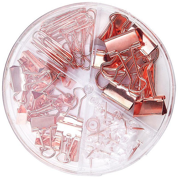 Set accesorii birou (agrafe, clipsuri,pioneze) auriu dl78553 [1]