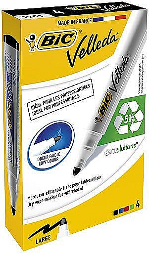 Marker whiteboard Velleda 1701 4/set BIC [1]