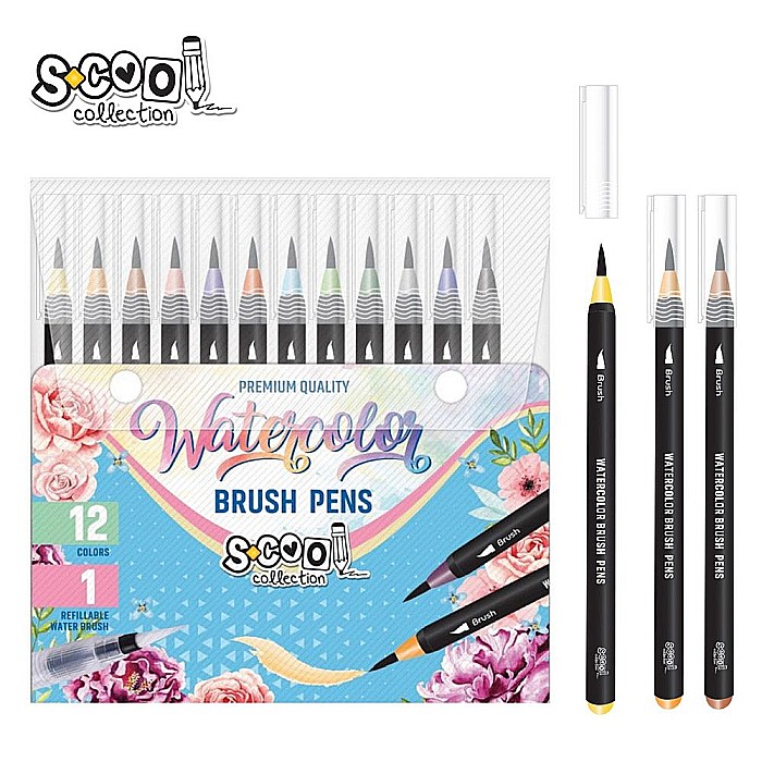 Set markere pe baza de apa vf.Pensula+pensula sc2398 [1]