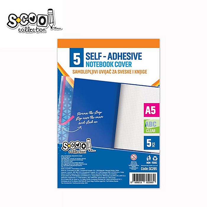 Coperta caiet transparenta A5 autoadeziva 5 buc/set S-COOL [1]