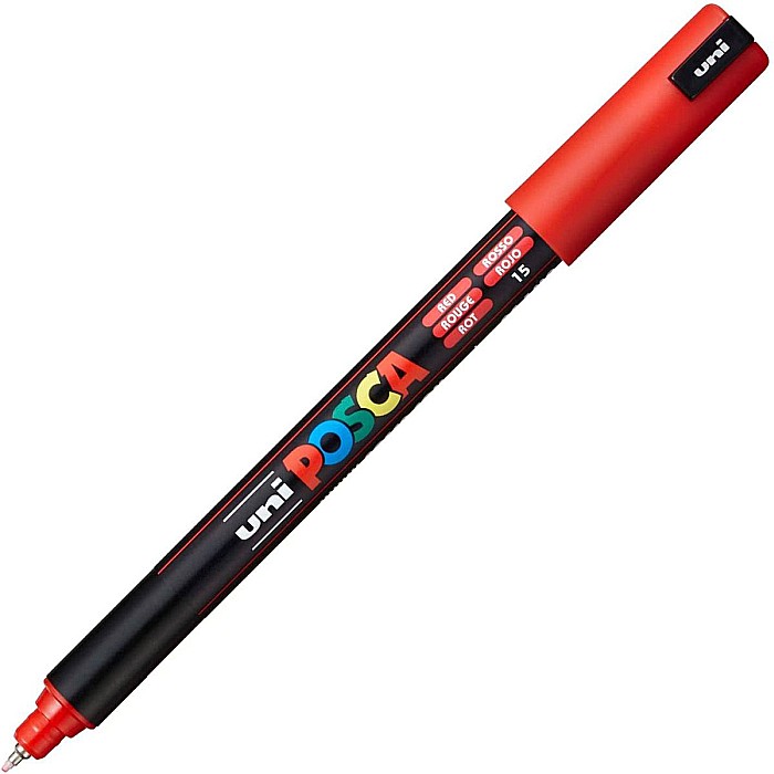 Marker uni pc-1mr posca 0.7mm varf fin metalic rosu [1]
