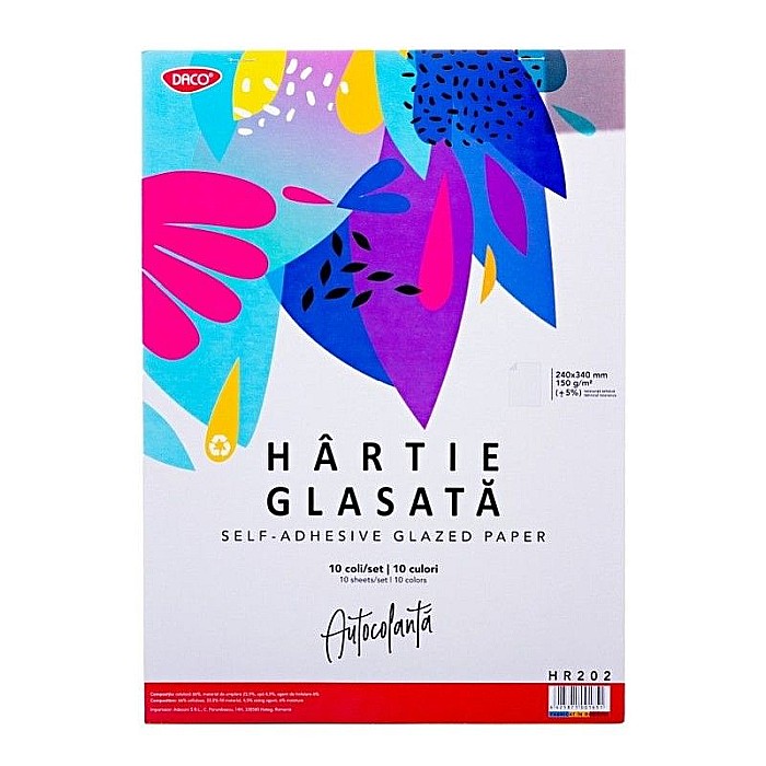 Hartie glasata autocolanta  24x34cm 10file/set daco [1]