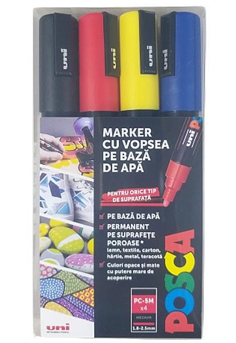 Marker Uni PC-5M Posca 1.8-2.5 mm set 4 culori [1]