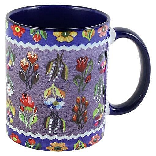 Cana ceramica cu motive florale 330 ml  albastru 2422 [1]