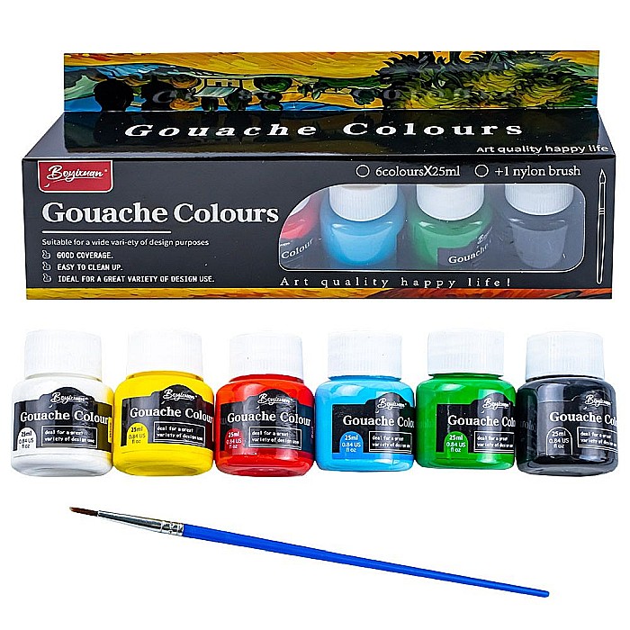 Guase 6 culori 25ml + pensula yl-g2528 [1]