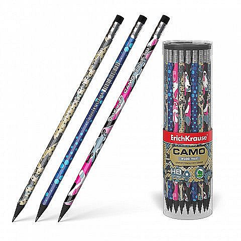 Creion grafit cu radiera corp color camo erich 55278 [1]