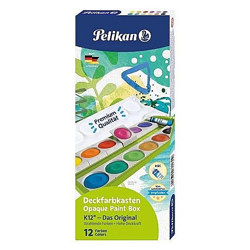 Acuarele K12 detasabile 12 culori + alb de zinc verde Pelikan [1]