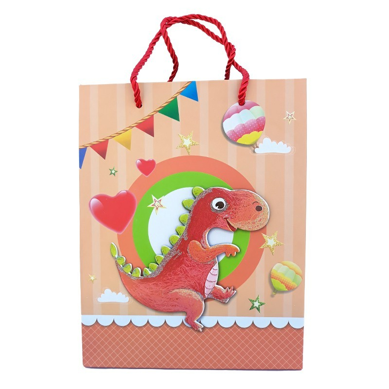 Punga cadou hartie dinozauri si baloane 3D 18x23cm culori diferite [2]
