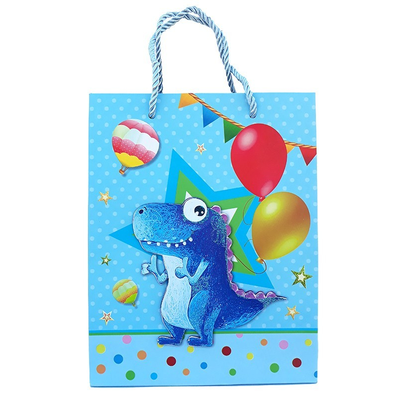 Punga cadou hartie dinozauri si baloane 3D 18x23cm culori diferite [8]