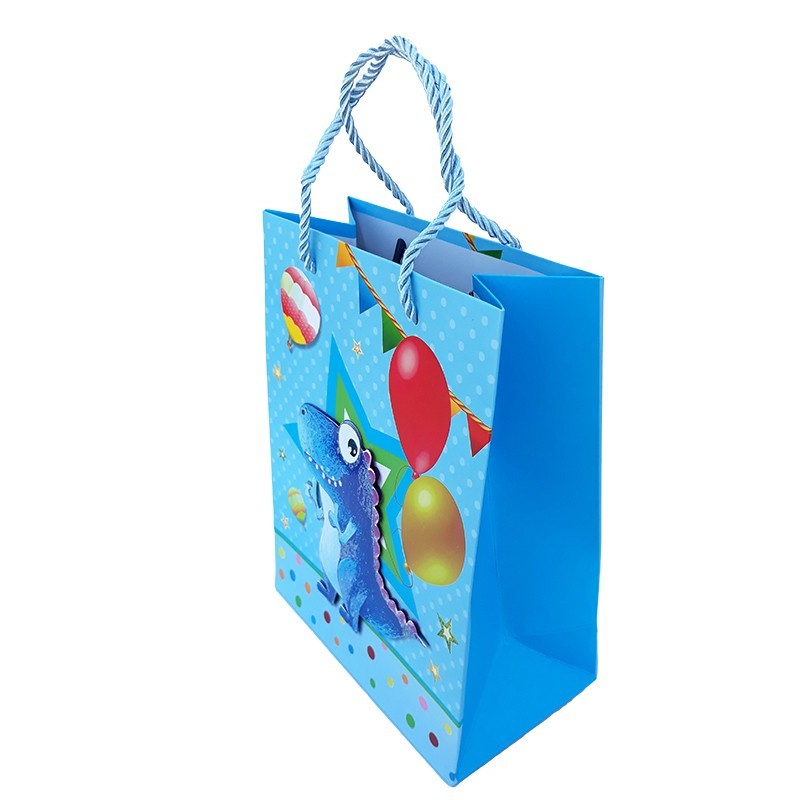 Punga cadou hartie dinozauri si baloane 3D 18x23cm culori diferite [9]