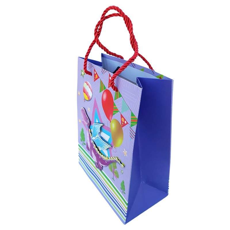 Punga cadou hartie dinozauri si baloane 3D 18x23cm culori diferite [5]
