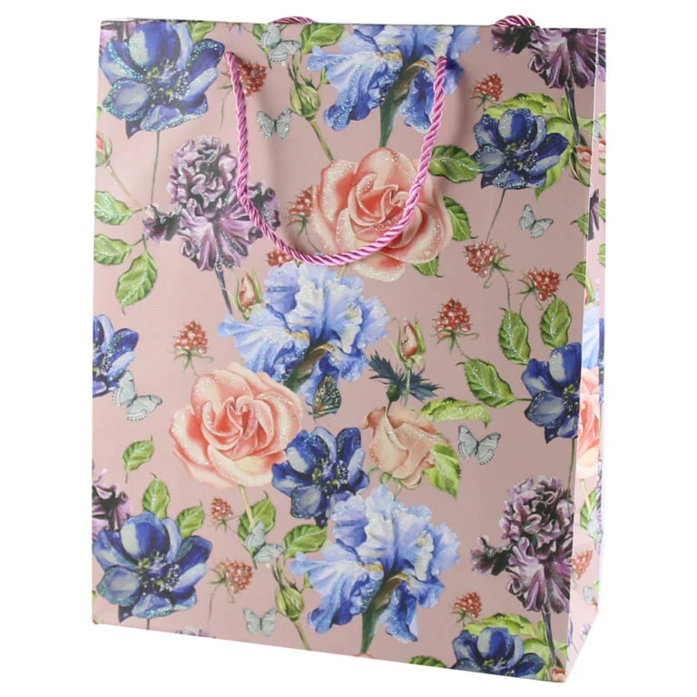 Punga cadou 26x32 cm Flori cu sclipici [2]