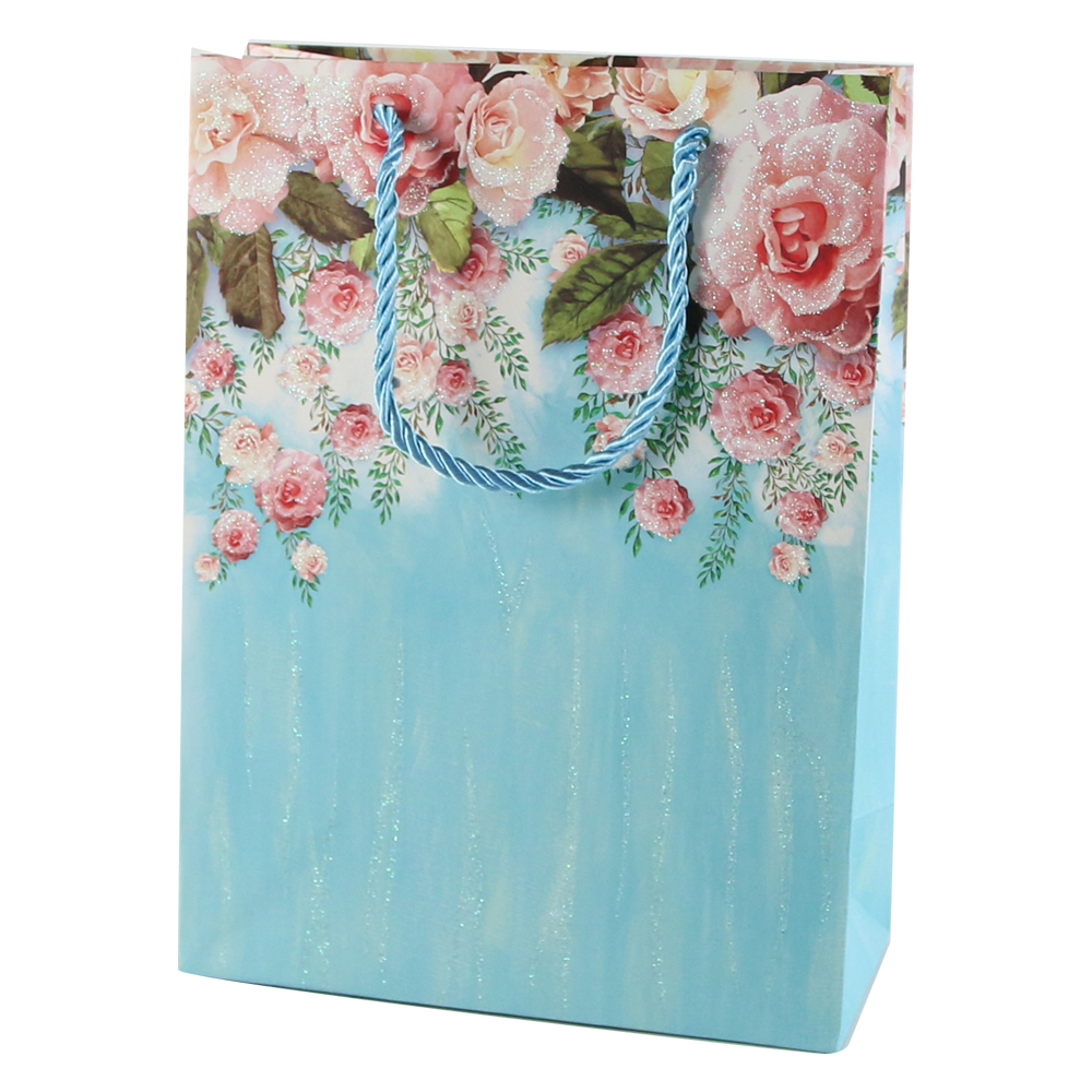 Punga cadou 26x32 cm Flori cu sclipici [3]