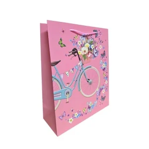 Punga cadou cu bicicleta flori și baloane 32 x 26 x 10 cm modele diferite [5]