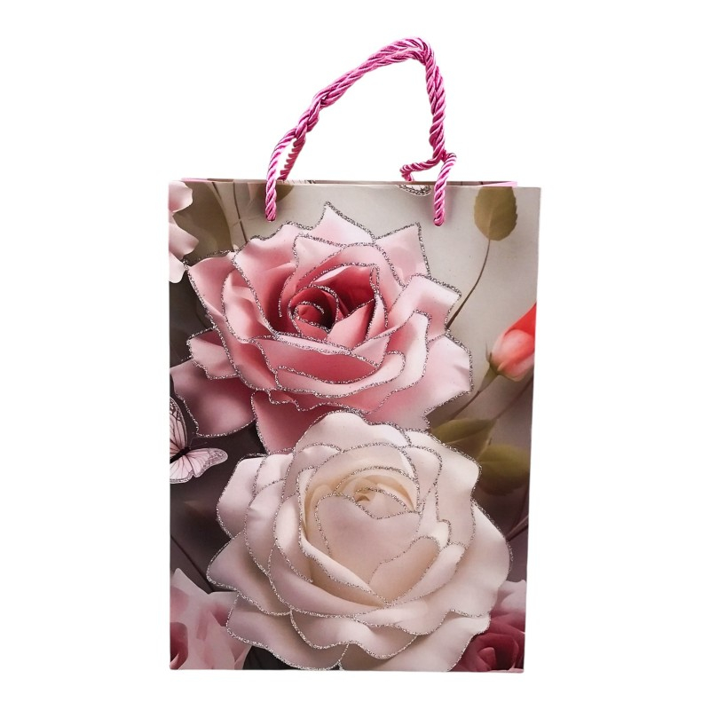 Punga hartie cu trandafiri si fluturi 18x24 cm [4]