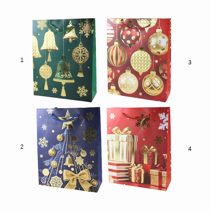 Punga cadou de Craciun 26 x 10 x 32 cm decoratiuni aurii modele diverse [2]