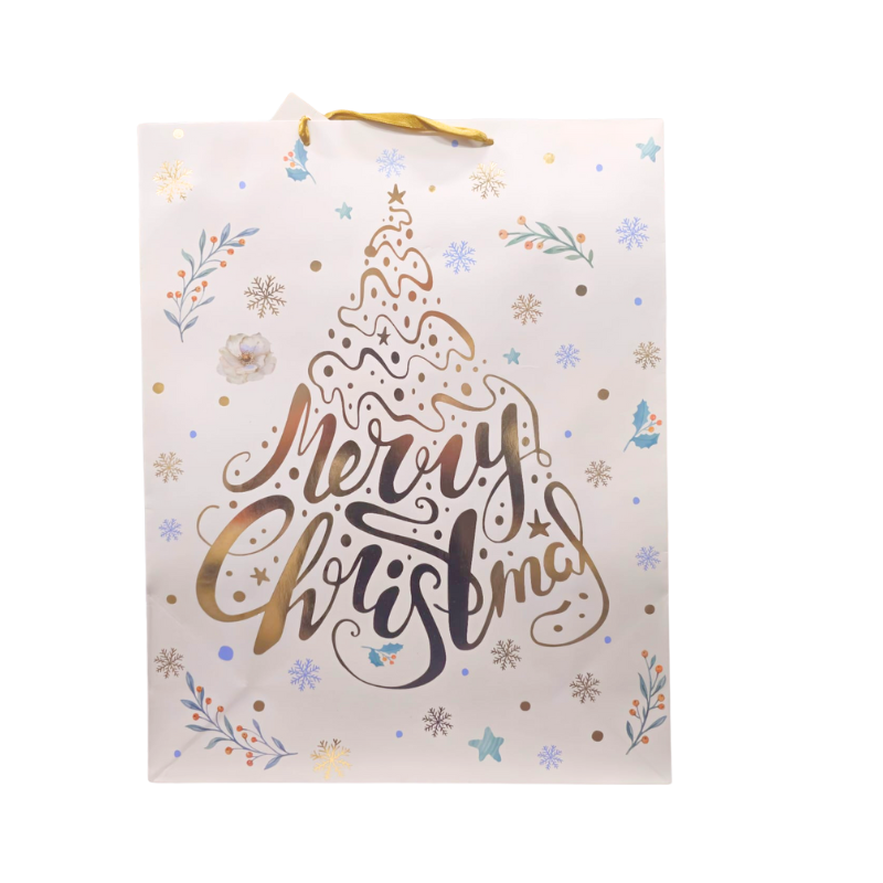 Punga cadou din carton alb auriu 40x30 cm [1]