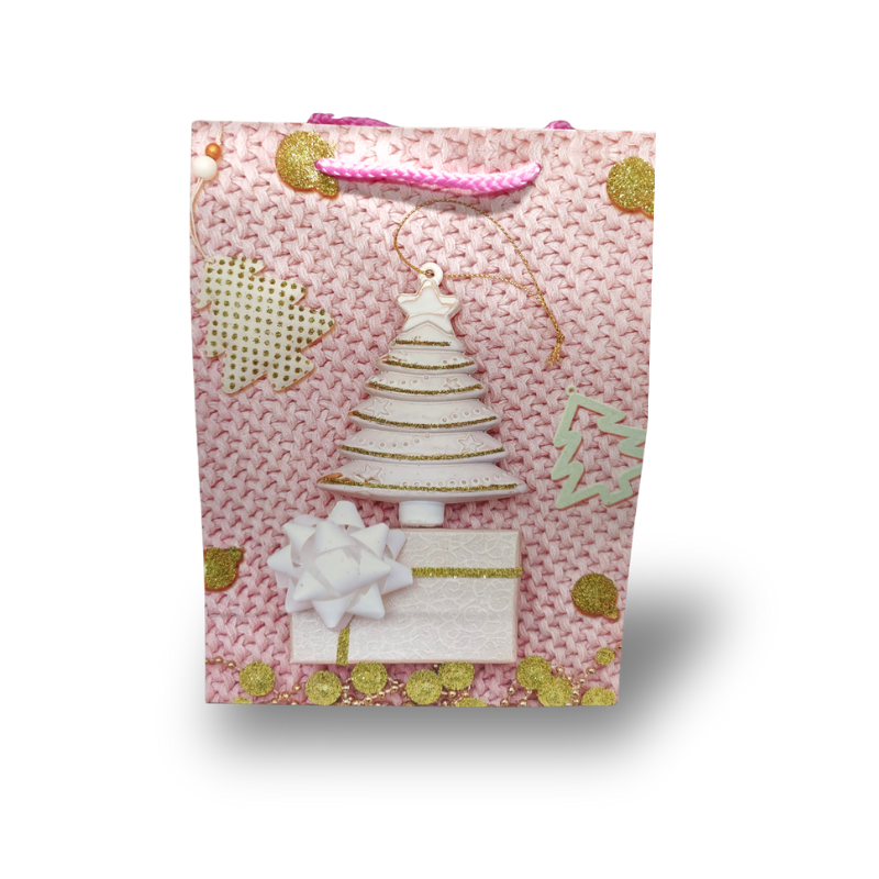 Punga cadou fete cu motive de Craciun 18x24x8.5 cm [3]