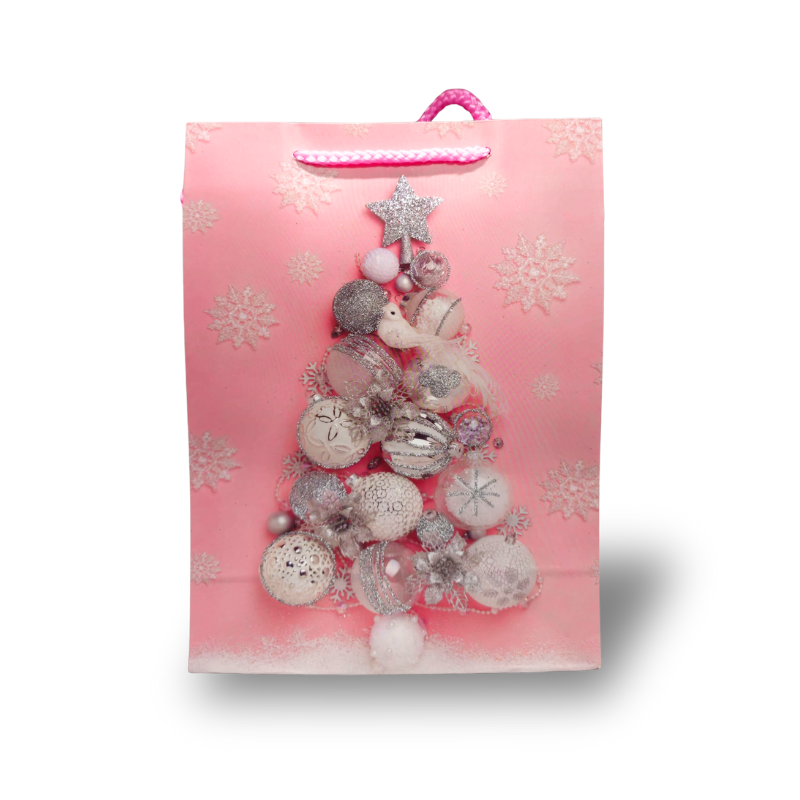 Punga cadou fete cu motive de Craciun 18x24x8.5 cm [5]