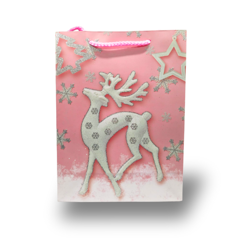 Punga cadou fete cu motive de Craciun 18x24x8.5 cm [2]