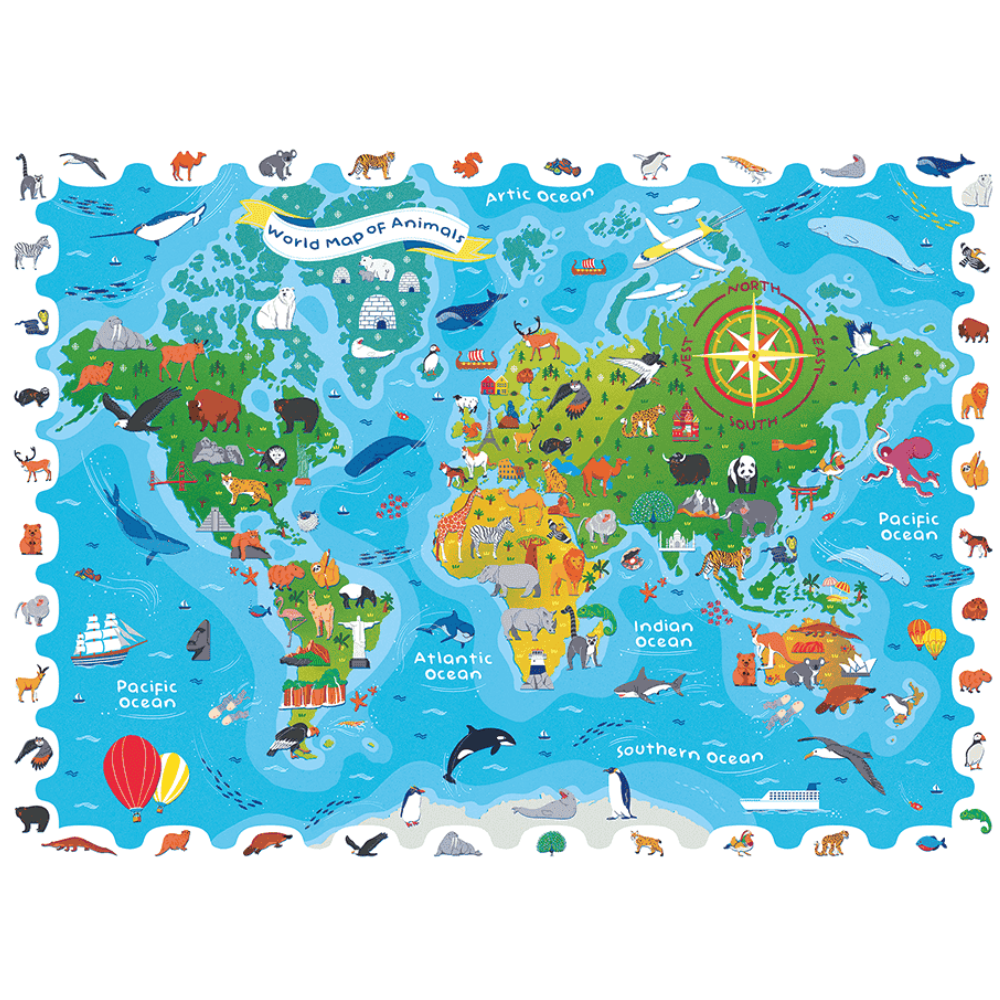 Puzzle 108 piese Harta animalelor Detective Puzzle Ludattica [2]