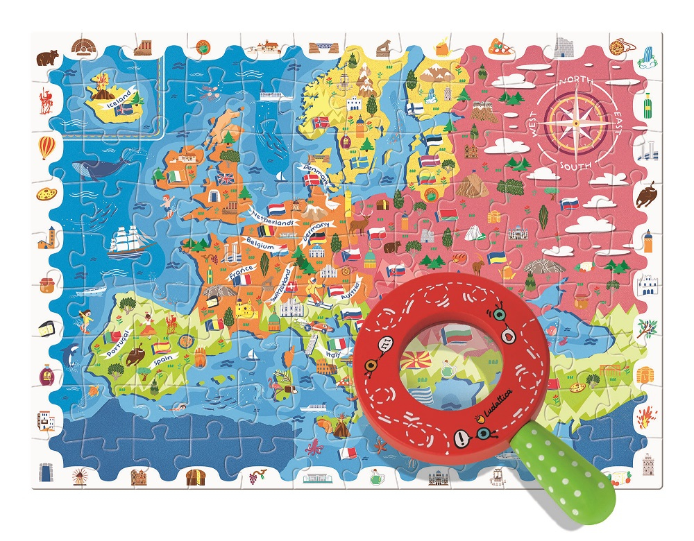 Puzzle 108 piese harta Europei Detective Puzzle Ludattica [2]