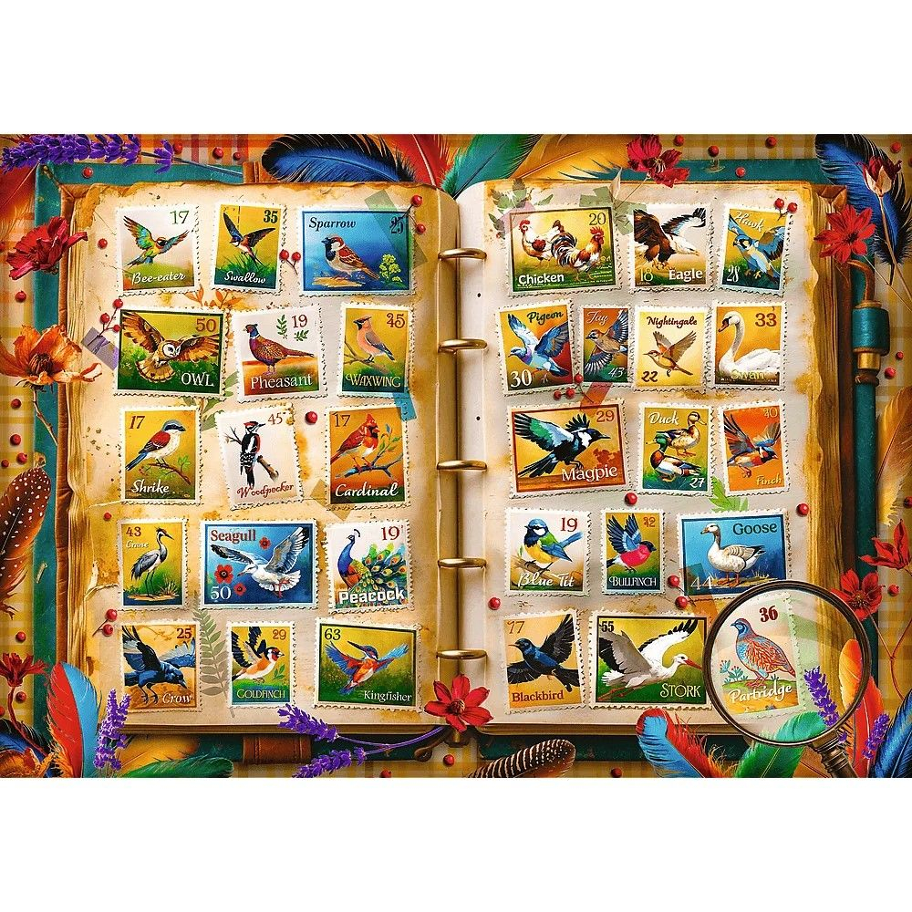 PUZZLE TREFL 1000 COLECTIA DE TIMBRE ATLASUL PASARILOR [2]