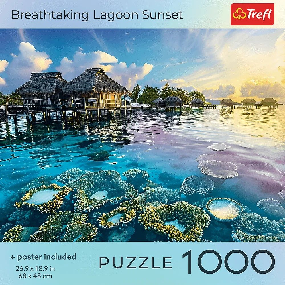 PUZZLE TREFL 1000 COLECTIA SUA APUS DE SOARE ULUITOR PE LAGUNA POSTER INCLUS [3]