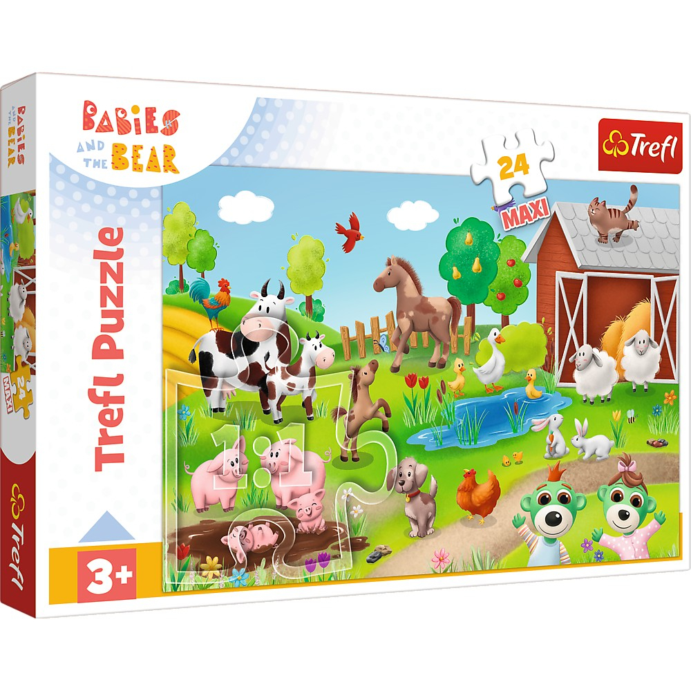 PUZZLE TREFL 24 MAXI BABIES AND THE BEAR ANIMALE LA FERMA [1]