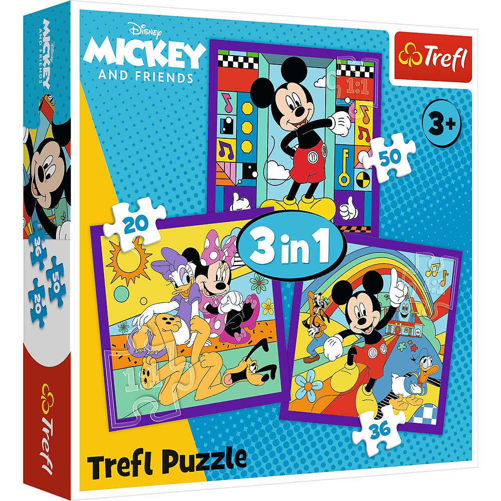 PUZZLE TREFL 3IN1 MICKEY MOUSE SI PRIETENII MICKEY SI ECHIPA LUI VESELA [1]