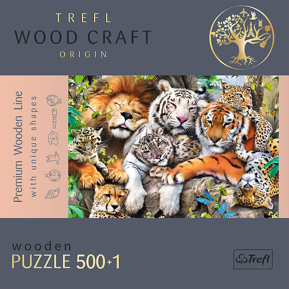 PUZZLE TREFL DIN LEMN 500+1 PIESE FELINELE DIN JUNGLA [5]