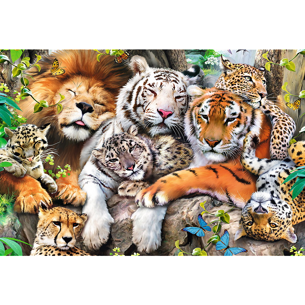 PUZZLE TREFL DIN LEMN 500+1 PIESE FELINELE DIN JUNGLA [2]