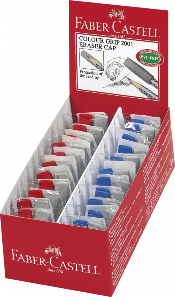 Radiera capac Grip 2001 rosie/albastra set 2 buc Faber-Castell [3]