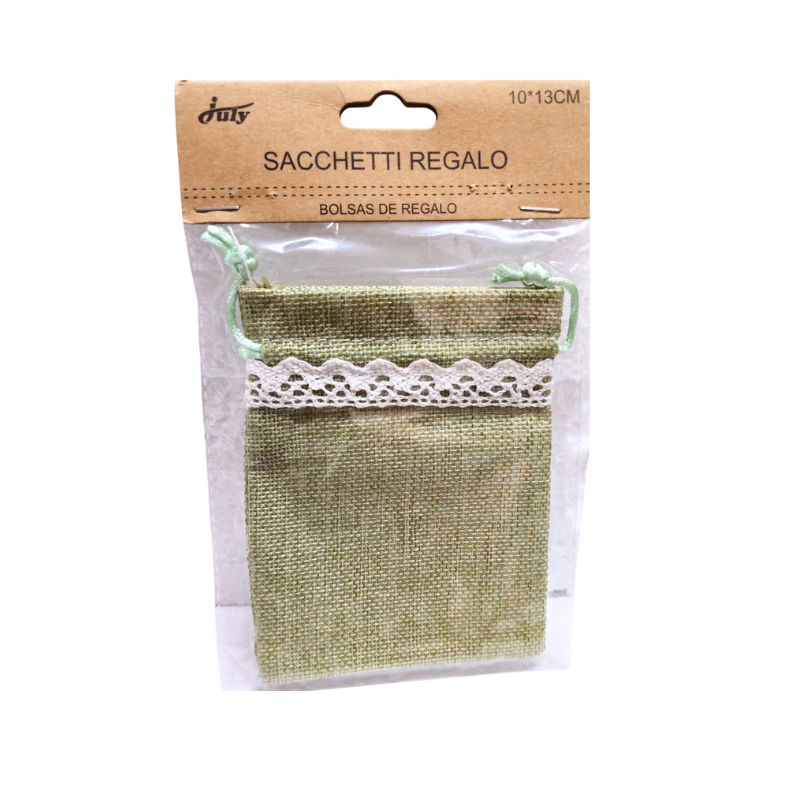 Saculet textil verde 10x13cm [1]