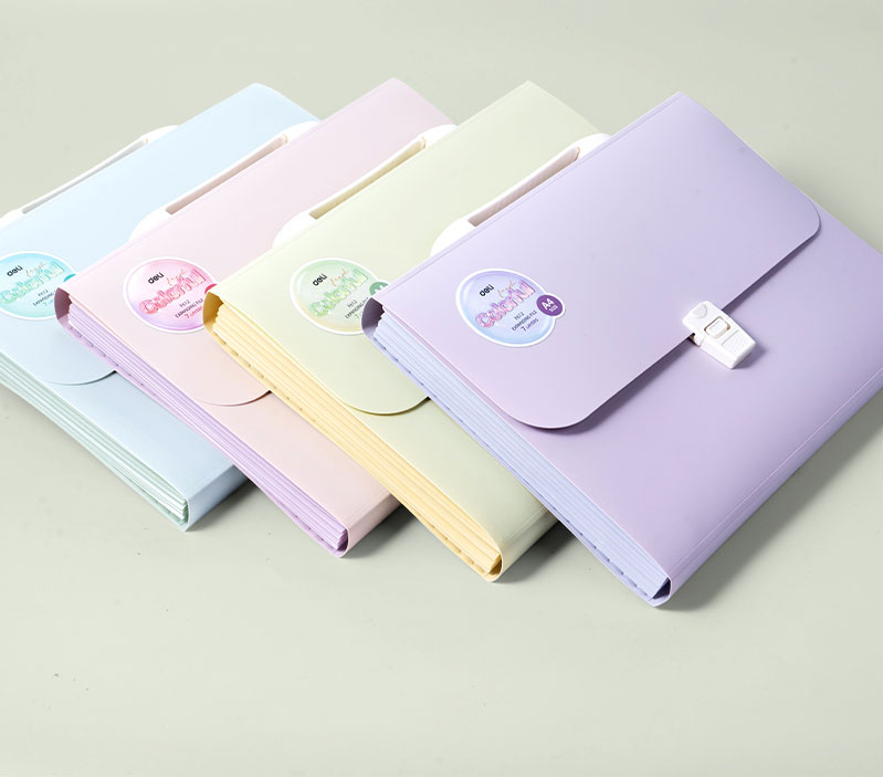 Servieta plastic cu maner 7 compartimente culori macarons Deli [3]