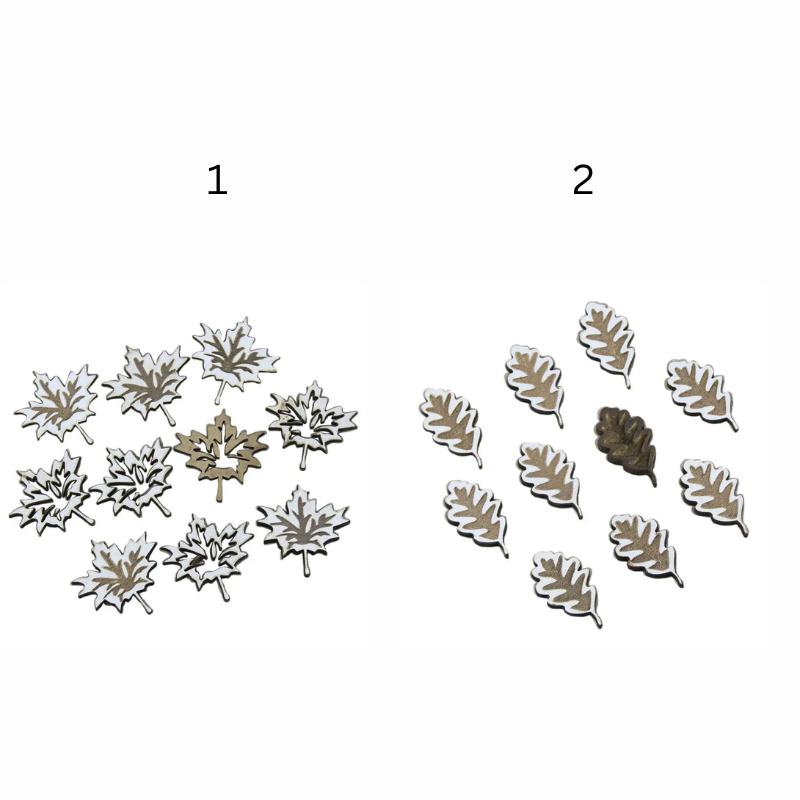 Set 10 decor craft Frunze din lemn 3 x 2 cm modele diferite [2]