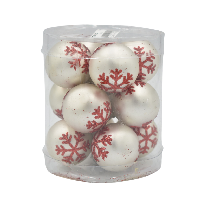 Set 12 globulete sticla cu fulgi de nea 3 cm [1]