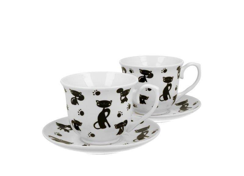 Set 2 cani cu farfurie din portelan 250 ml Black Cats [2]