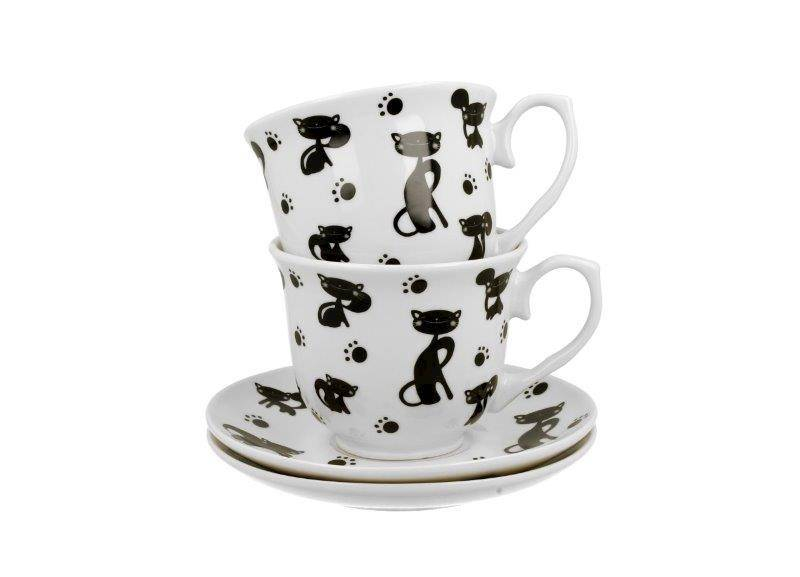 Set 2 cani cu farfurie din portelan 250 ml Black Cats [3]